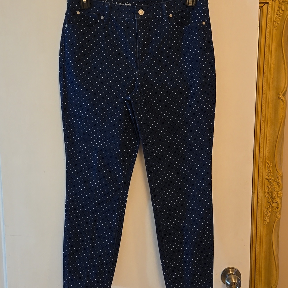Talbots Flawless Slim Ankle Dot Denim Jeans 10P - Picture 2 of 14